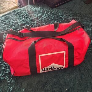 Vintage Marlboro Racing Team Red Duffel Gym Bag 90s Promo Travel Tote